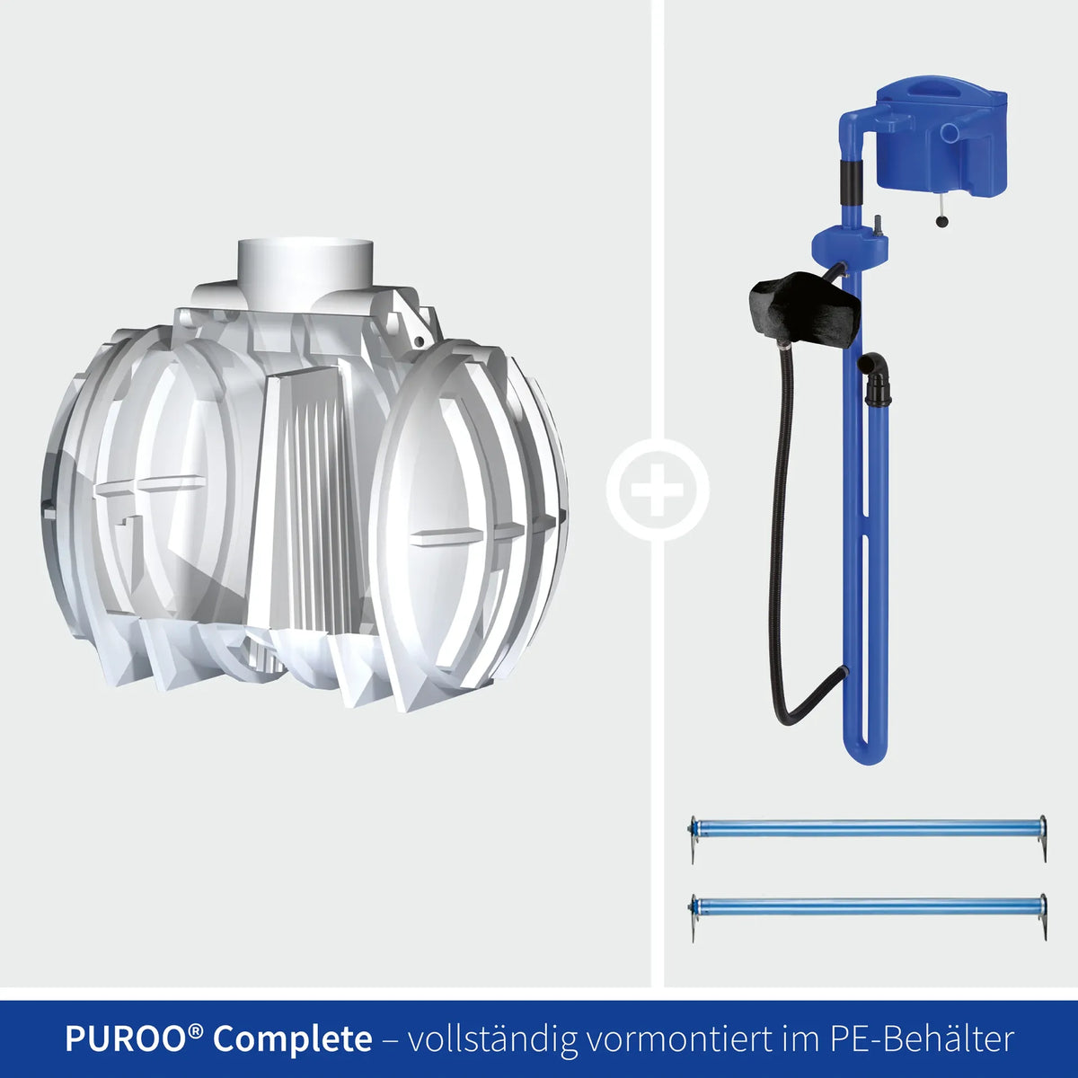 Komplette Kleinkläranlage PUROO® Complete 8 EW im PE-Behälter Typ A, 6,3 m³